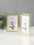 Фоторамка-коллаж на 2 фото 10×15 см «Золотой кант», стекло, вертикальная, закруглённая, прозрачная, 28×20.5 см - Фото 2