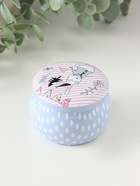 Шкатулка для хранения мелочей, украшений «Нарисованные кролики», круглая, металл, 7×7×5 см - Фото 3