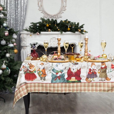УЦЕНКА Набор столовый «Winter holidays» скат.150×110 см ±3 см с ГМВО, салф.40×40 см-4 шт., хл100% 4496