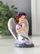 Фигурка полистоун «Девочка-ангел в платье с лавандой - молитва», фиолетовый, 6.7×5×9 см - фото 118993856