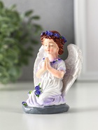 Фигурка полистоун «Девочка-ангел в платье с лавандой - молитва», фиолетовый, 6.7×5×9 см - фото 118993858