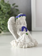 Фигурка полистоун «Девочка-ангел с венком из лаванды», белый с фиолетовым, 8×6×8.5 см - фото 58057099