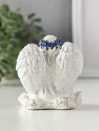 Фигурка полистоун «Девочка-ангел с венком из лаванды», белый с фиолетовым, 8×6×8.5 см - фото 58057100