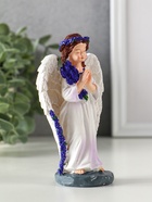 Фигурка полистоун «Девочка-ангел с букетом лаванды - молитва», фиолетовый, 7.7×4×12.5 см - фото 118993868