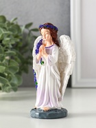 Фигурка полистоун «Девочка-ангел с букетом лаванды - молитва», фиолетовый, 7.7×4×12.5 см - фото 118993870