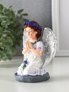 Фигурка полистоун «Девочка-ангел в цветочном платье, венке - молитва», фиолетовый, 8.5×6.2×10.5 см - фото 118993874