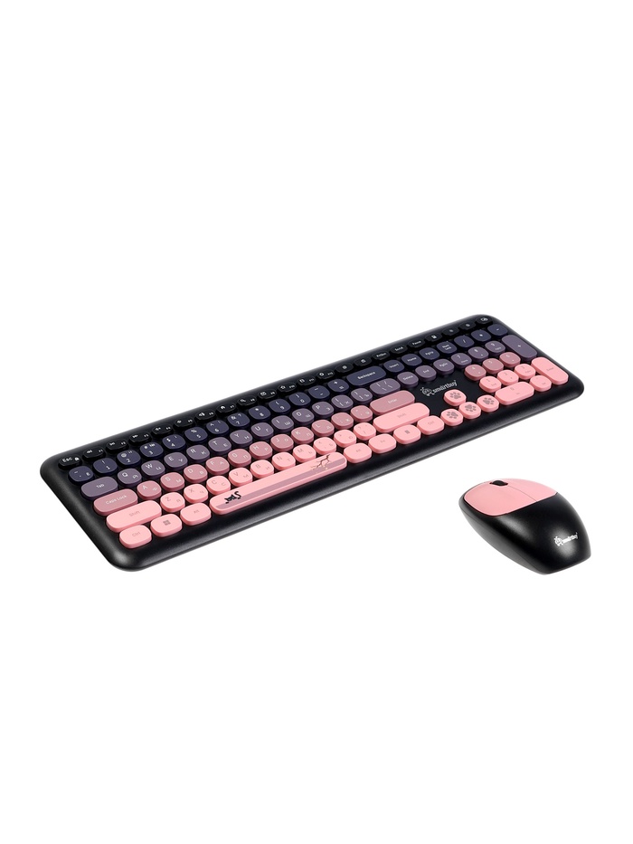 Комплект клавиатура и мышь Smartbuy SBC-666395AG-KP, беспроводной, USB, 1хАА, чёрно-розовый - Фото 1