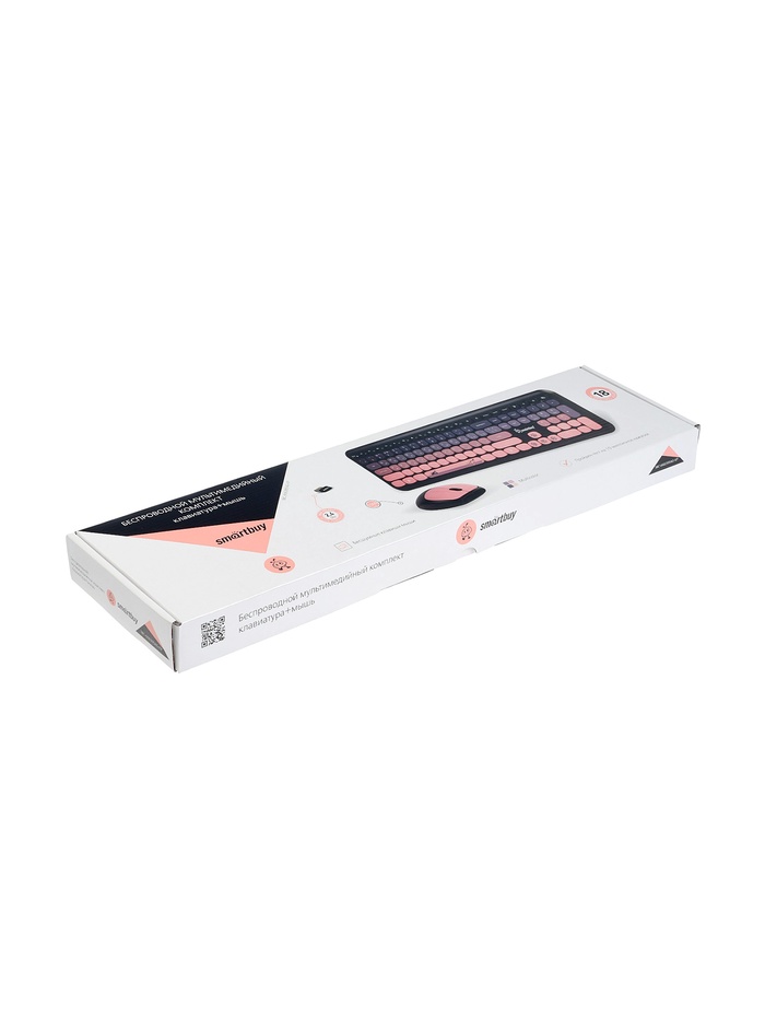 Комплект клавиатура и мышь Smartbuy SBC-666395AG-KP, беспроводной, USB, 1хАА, чёрно-розовый - фото 51836991