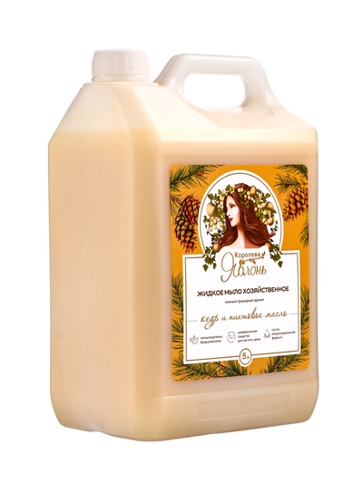 Жидкое мыло хозяйственное «Королева Яблонь», универсальное средство, гипоаллергенное, аромат кедр и пихтовое масло, 5 л