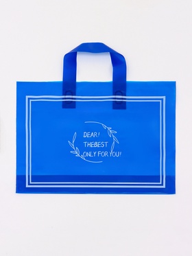 Пакет с петлевой ручкой, полиэтиленовый, синий 35?25?8 см 80 мкм (комплект 50 шт)