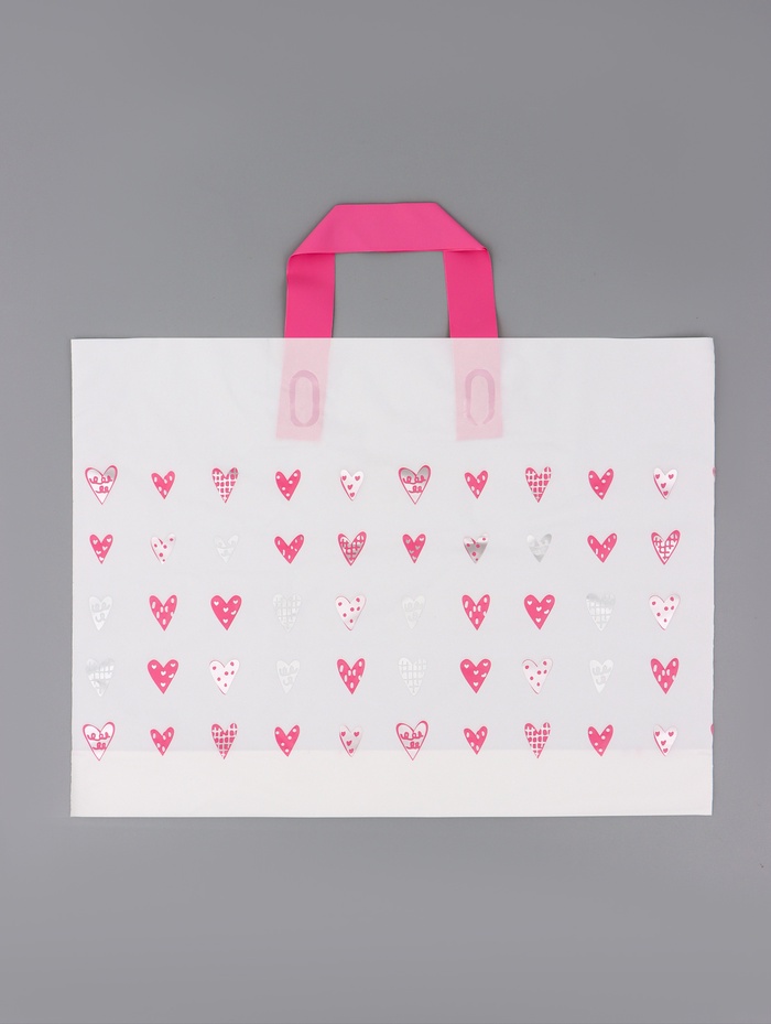 Пакет с петлевой ручкой «Сердечки», полиэтиленовый, 40×30×8 см 80 мкм - Фото 1