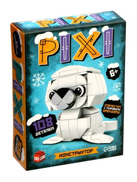Конструктор блочный «PIXI. Тюлень», животные, мини блоки, 108 деталей 10797793