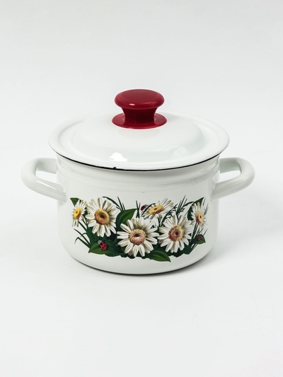 УЦЕНКА Кастрюля 2 л цил деколь МИКС (белая)