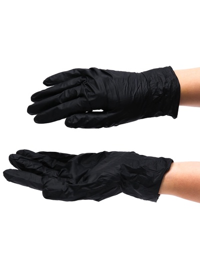 УЦЕНКА Перчатки saf&ty виниловые чёрные 3 г M 50 пар/уп