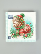 Салфетки бумажные трёхслойные «Новогодний пони», 33×33, 20 шт. - фото 809304826