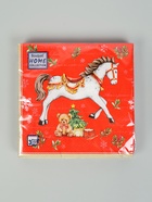 Салфетки бумажные трёхслойные «Новогодняя лошадка. Красный фон», 33?33, 20 шт. (комплект 3 шт) - фото 58057304