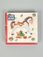 Салфетки бумажные трёхслойные «Новогодняя лошадка. кремовый фон», 24х24, 25 шт (комплект 5 шт) - фото 60172332