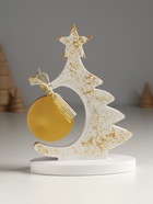Фигура «Ёлочка с шаром», 20×7.5×14.5 см, белый с золотом - Фото 1