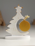 Фигура «Ёлочка с шаром», 20×7.5×14.5 см, белый с золотом - фото 7364743