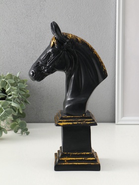 Фигура «Постамент: Бюст лошади», 31.5×10×17 см, чёрный с позолотой