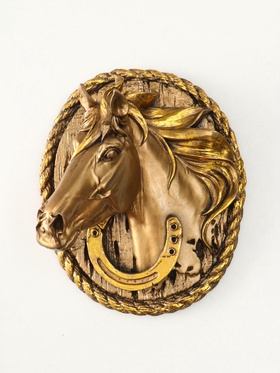 Панно настенное «Голова Лошади», декор интерьерный, 12×25×21 см, бронза с позолотой