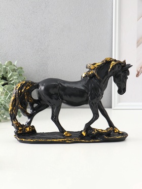 Фигура «Лошадь на камне», 20×29×7.5 см, чёрный с позолотой