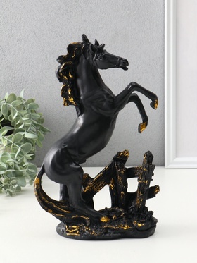 Фигура «Конь у ограды», 29.5×18×8.5 см, чёрный с позолотой