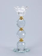 УЦЕНКА Подсвечник стекло на 1 свечу «Цветочек с тремя хрустальными шарами» 18×7×7 см 10943381