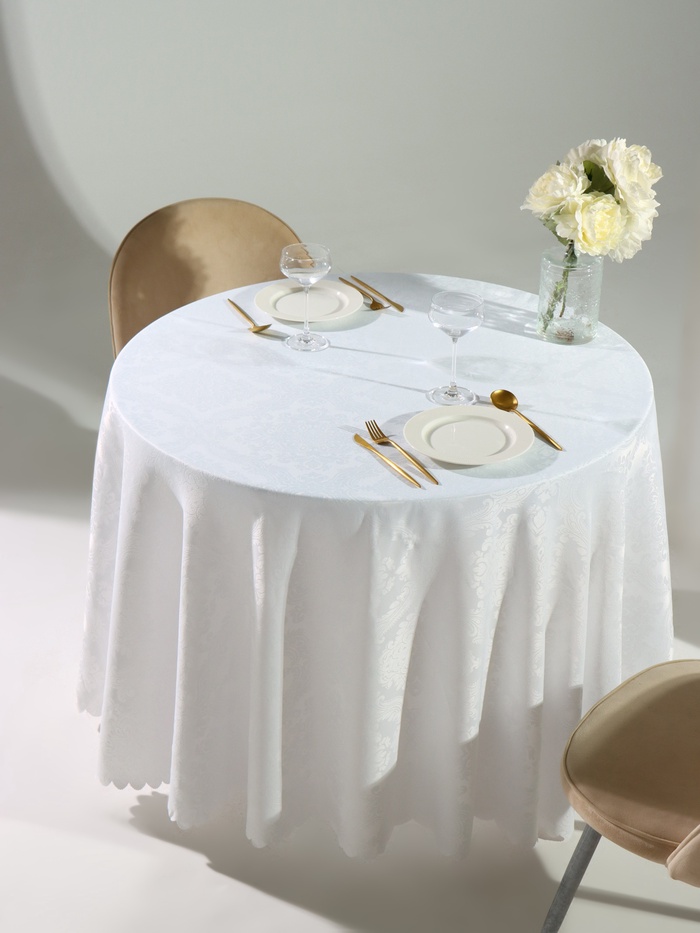 Скатерть «Доляна», круглая, белая, d=200 см - Фото 1