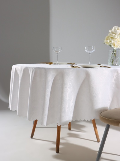 Скатерть «Доляна», круглая, белая, d=200 см