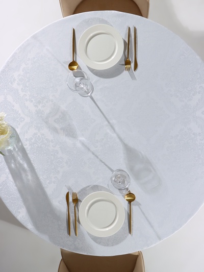 Скатерть «Доляна», круглая, белая, d=200 см