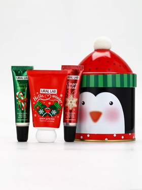 Новогодний подарочный набор косметики: крем для рук, бальзам для губ 2 шт., URAL LAB