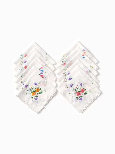 Платки носовые женские «Экономь и Я. Полянка» 30×30 см, набор 12 шт., рис. МИКС