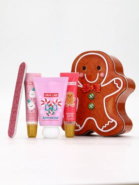 Новогодний подарочный набор косметики: крем для рук, бальзам для губ, пилочка для ногтей, URAL LAB