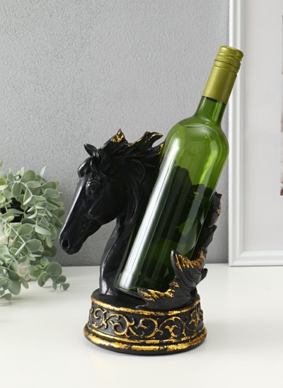 Подставка для бутылки «Лошадь», 23.5×14.5×16 см, чёрный с позолотой