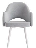Стул КЛЕО сиденье Парма 1013 серый/ножки СТЕЛС МЕТАЛЛ/белый матовый - Фото 1