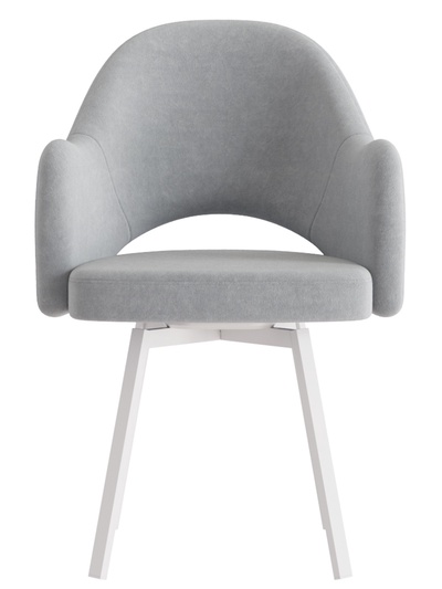 Стул КЛЕО сиденье Парма 1013 серый/ножки РИЛЛИ поворотные/белый матовый