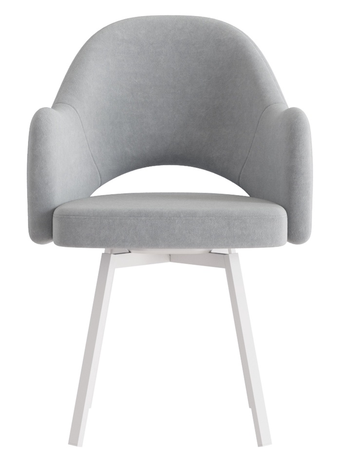 Стул КЛЕО сиденье Парма 1013 серый/ножки РИЛЛИ поворотные/белый матовый - Фото 1