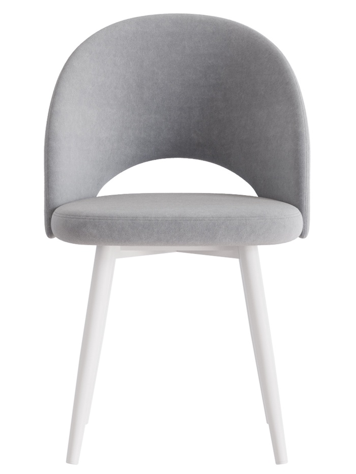 Стул Шадэ сиденье Парма 1013 серый/ножки СТЕЛС МЕТАЛЛ/белый матовый - Фото 1