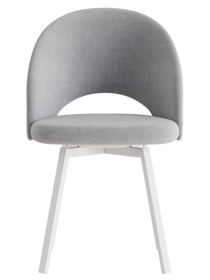 Стул Шадэ сиденье Парма 1013 серый/ножки РИЛЛИ поворотные/белый матовый - Фото 1