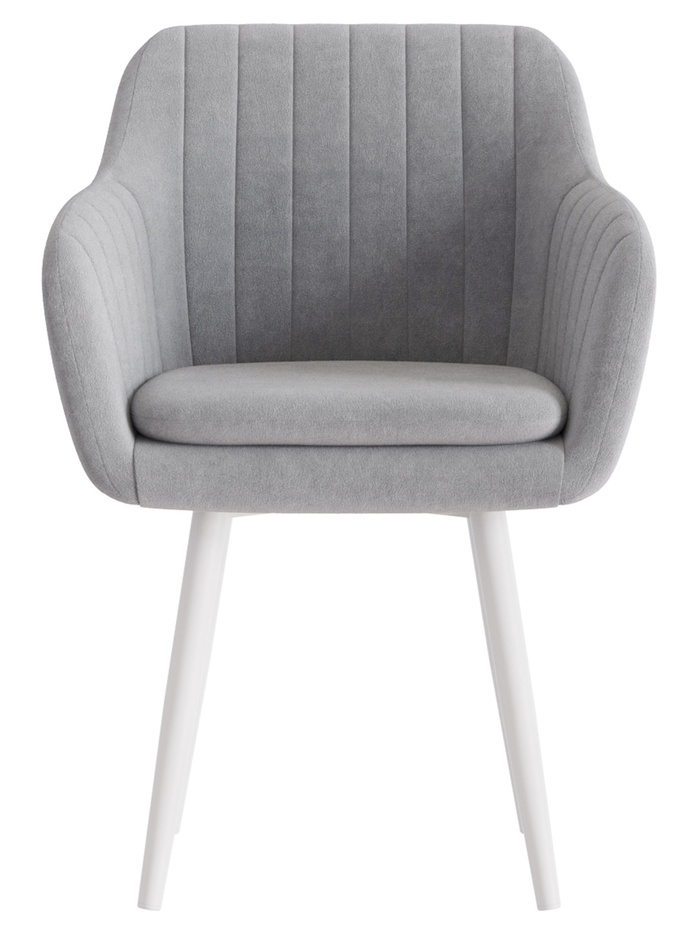 Стул Тревис XL сиденье Парма 1013 серый/ножки СТЕЛС МЕТАЛЛ/белый матовый - Фото 1