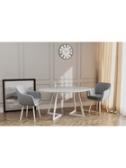 Стул Тревис XL сиденье Парма 1013 серый/ножки СТЕЛС МЕТАЛЛ/белый матовый - Фото 5