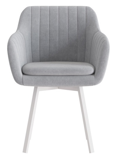 Стул Тревис XL сиденье Парма 1013 серый/ножки РИЛЛИ поворотные/белый матовый