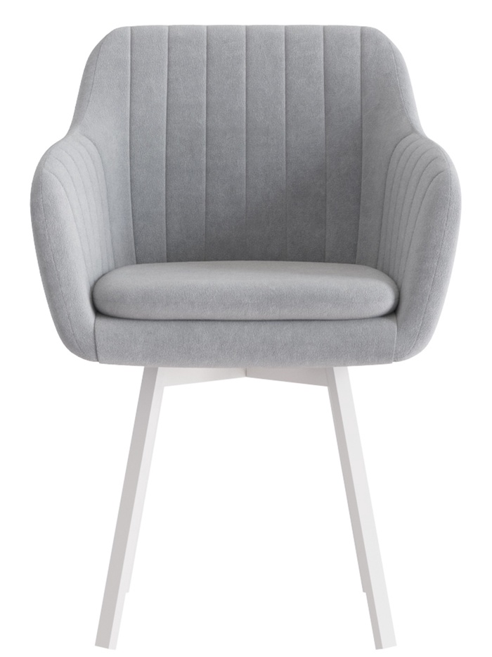 Стул Тревис XL сиденье Парма 1013 серый/ножки РИЛЛИ поворотные/белый матовый - Фото 1
