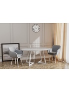 Стул Тревис XL сиденье Парма 1013 серый/ножки РИЛЛИ поворотные/белый матовый - Фото 5