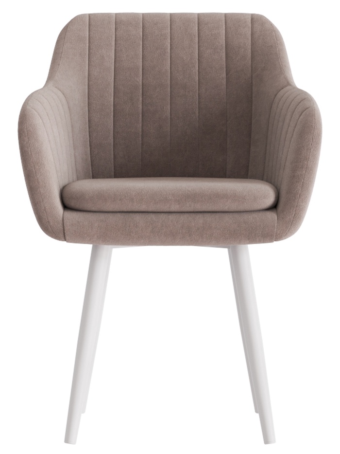 Стул Тревис XL сиденье Парма 1004 какао/ножки СТЕЛС МЕТАЛЛ/белый матовый - Фото 1