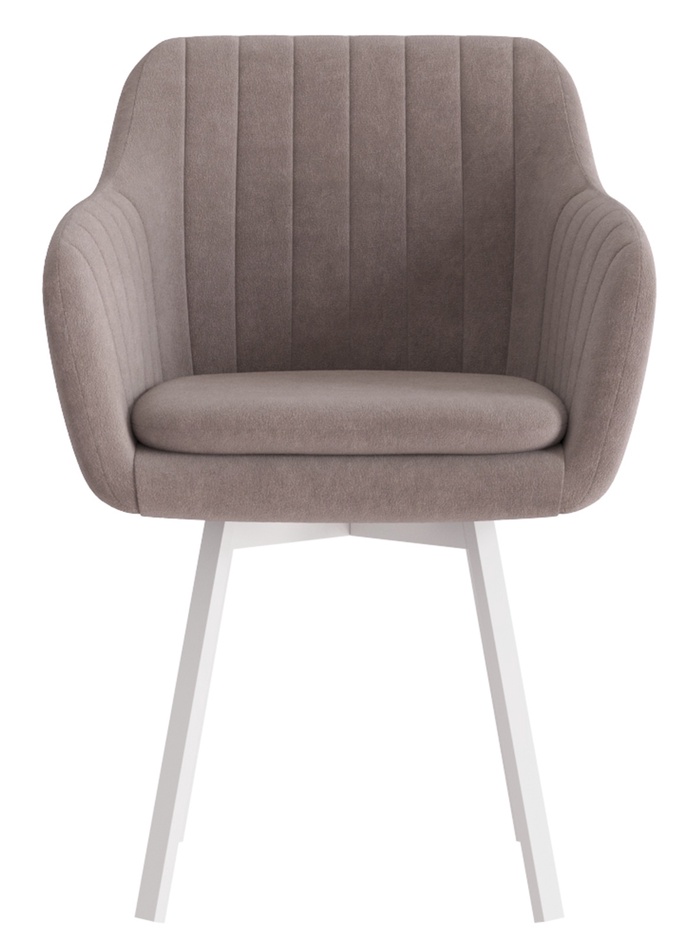 Стул Тревис XL сиденье Парма 1004 какао/ножки РИЛЛИ поворотные/белый матовый - Фото 1