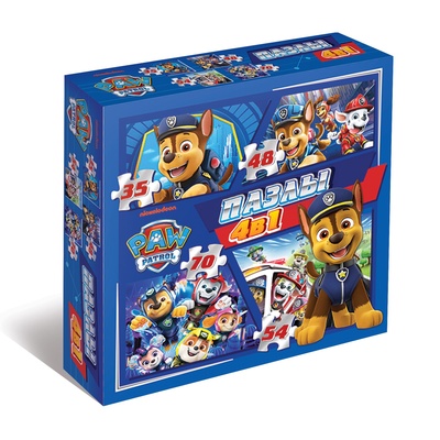 Пазлы 4 в 1, 35, 48, 54, 70 деталей, Щенячий партуль