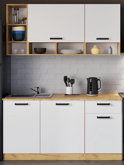 Кухонный гарнитур прямой «Варвара», 1600×600 мм, цвет крафт золотой/белый