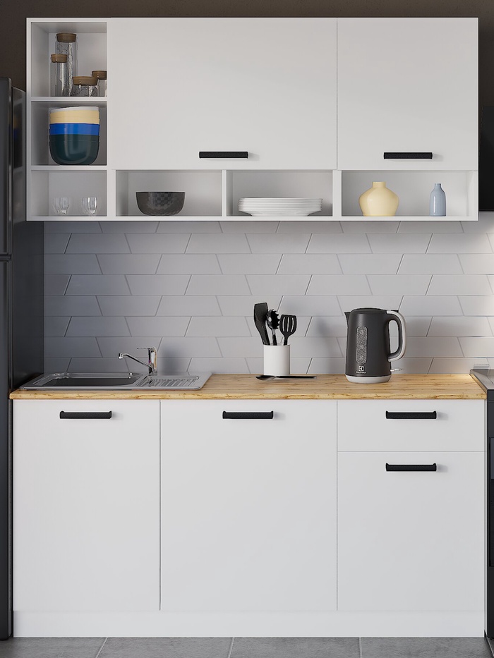 Кухонный гарнитур прямой «Варвара», 1600×600 мм, цвет белый - Фото 1